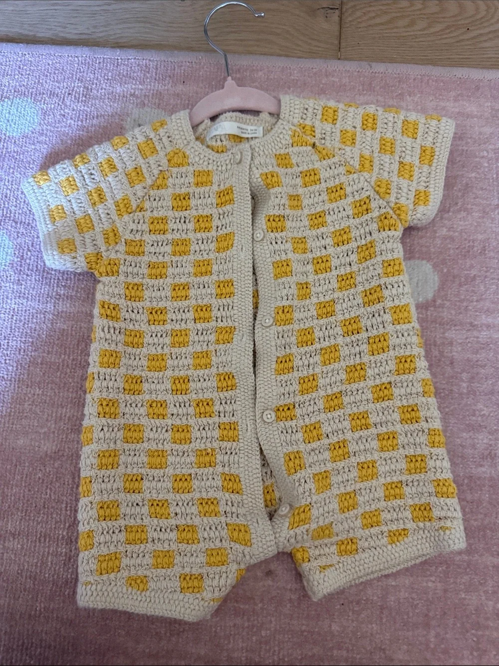 Zara Cream & Yellow Crocheted Baby Romper